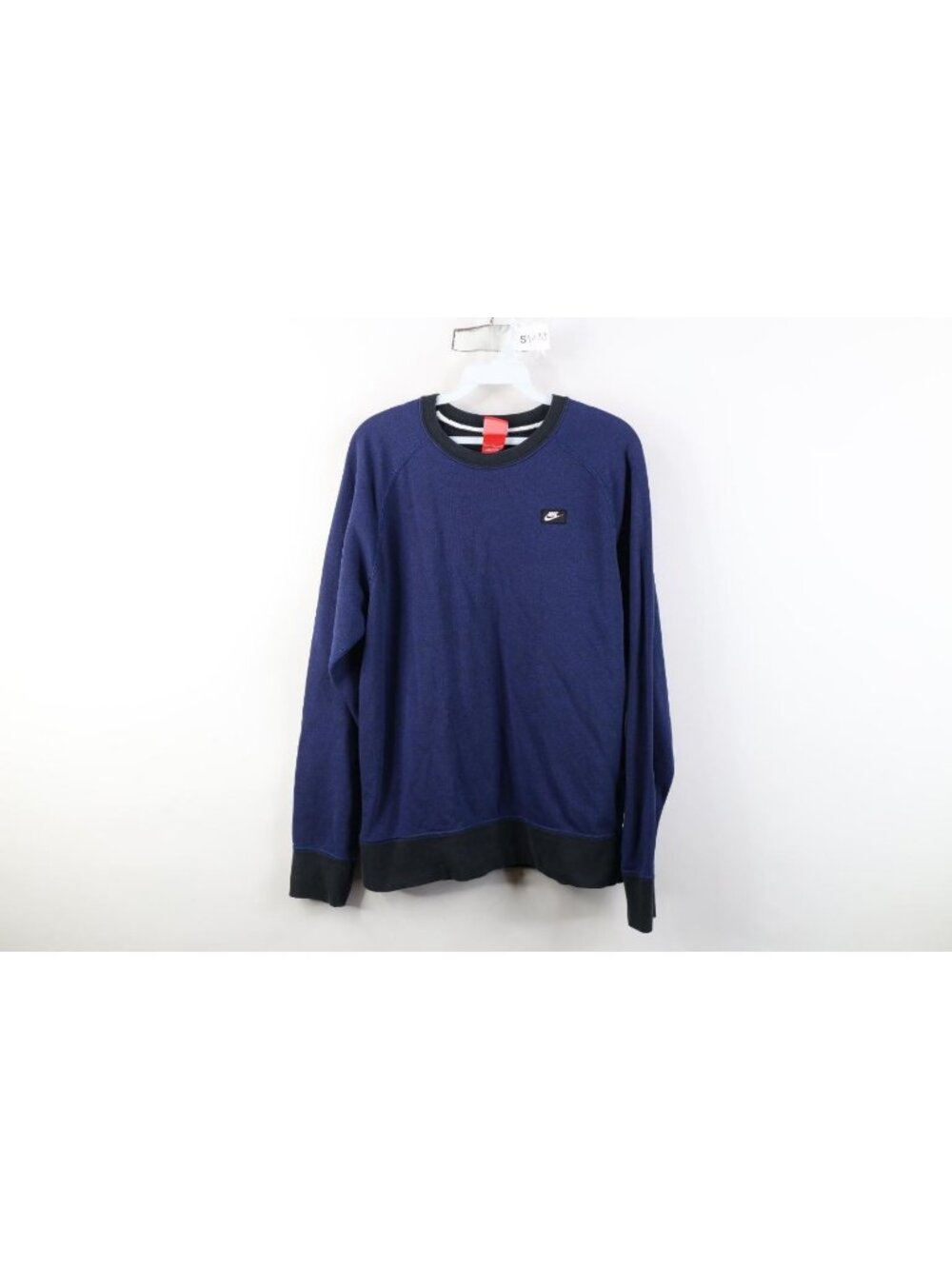 Y2K Nike Sportswear Mens Small Spell Out Box Logo French Terry Sweatshirt Blue